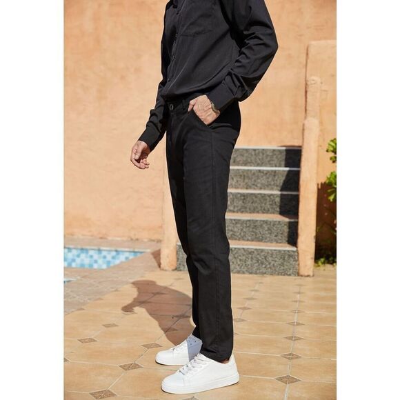 NEW Mens Slim Fit Dress 28” inseam Career Skinny Stretch Pants Golf Pants L - Picture 6 of 6